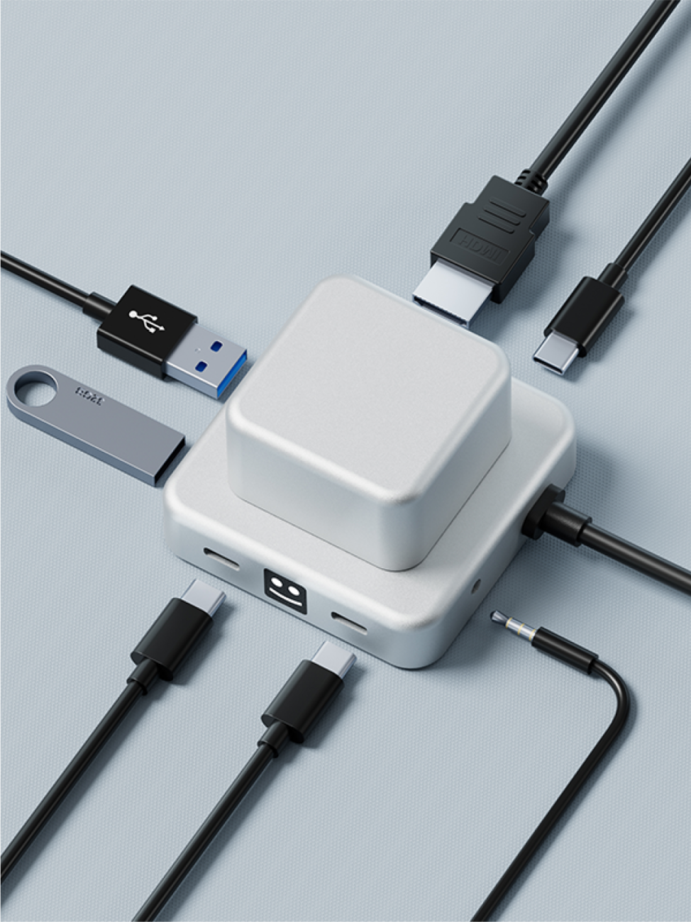 7 v 1 nabíjecí hub z recyklovaného hliníku s fidgetem