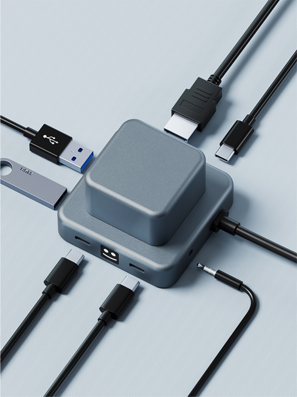 7 v 1 nabíjecí hub z recyklovaného hliníku s fidgetem