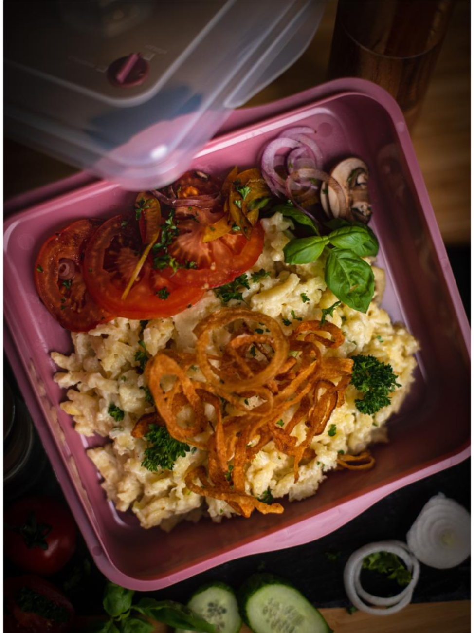 Hranatý lunchbox do chladničky i mikrovlnky