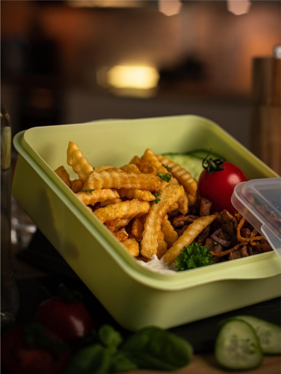 Hranatý lunchbox do chladničky i mikrovlnky