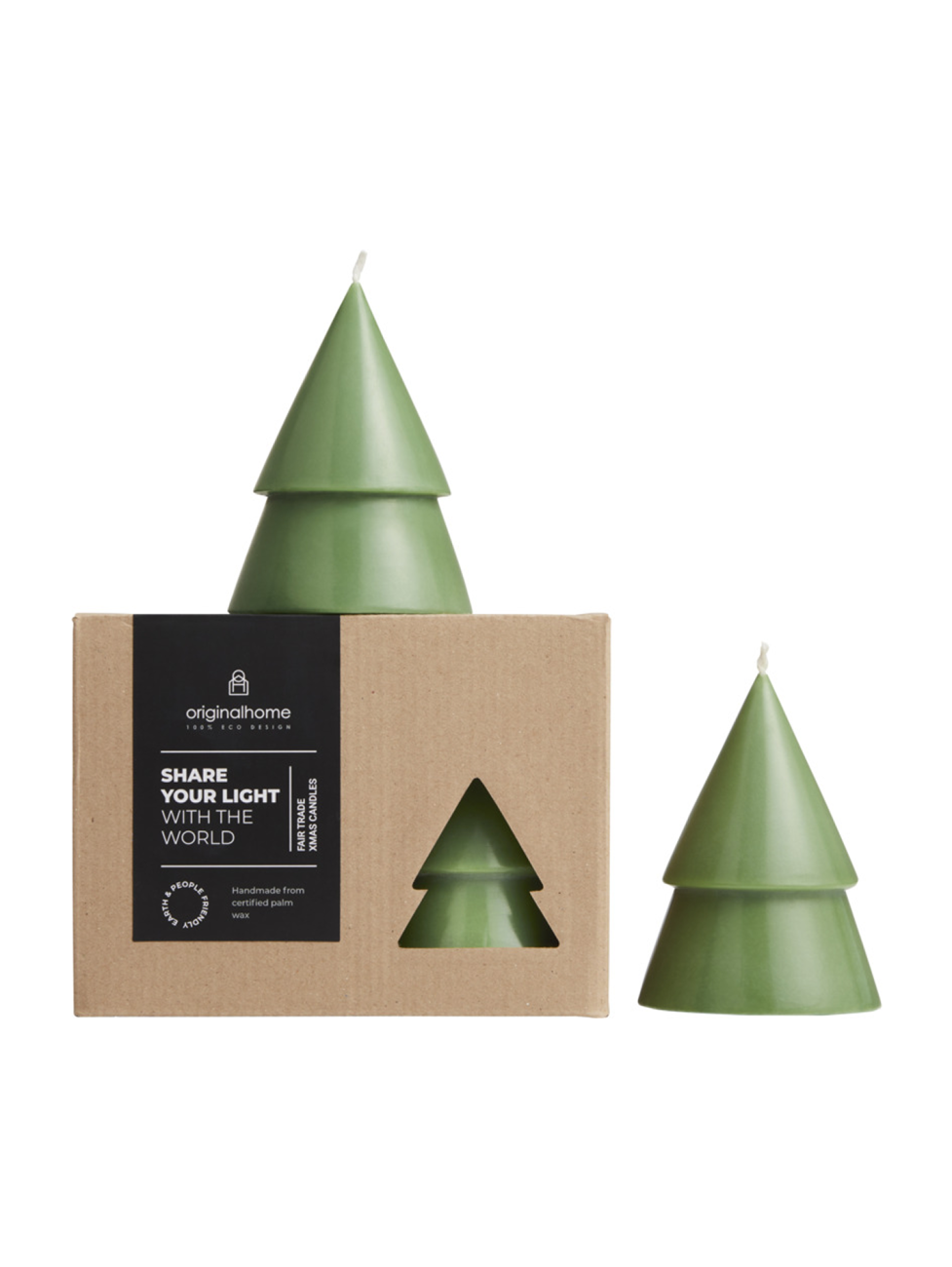 Svíčka ve tvaru vánočního stromku s vůní matcha